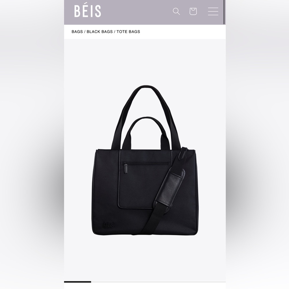 BEIS Black Tote Bag with Shoulder Strap